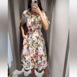 ZARA NWT WOMAN PRINTED POPLIN MIDI DRESS MULTICOLORED | 2944/340